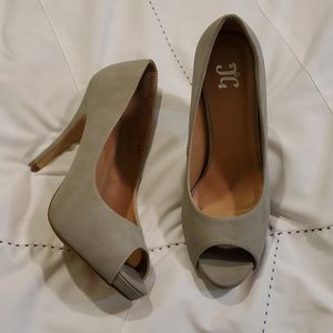 Gray Open Toe Pumps